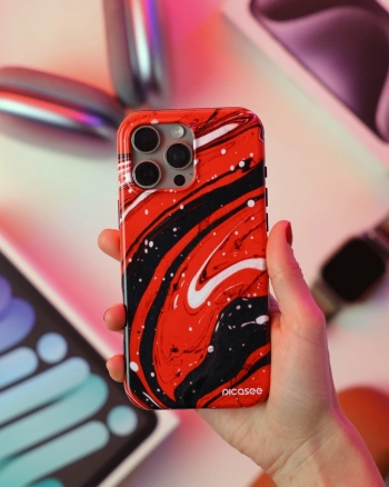 Picasee Fashion Case MagSafe für Apple iPhone 15 - Red black