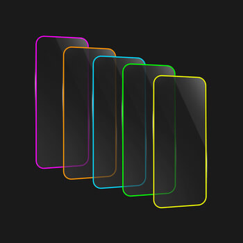 Picasee Gehärtetes Schutzglas mit einem im Dunkeln leuchtenden Rahmen für Apple iPhone 14 - Blau