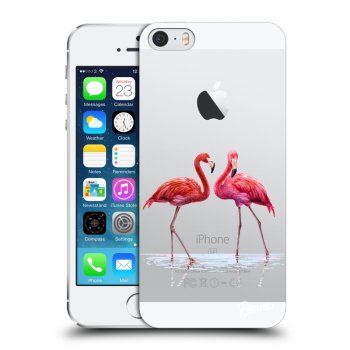 Picasee Apple iPhone 5/5S/SE Hülle - Transparenter Kunststoff - Flamingos couple