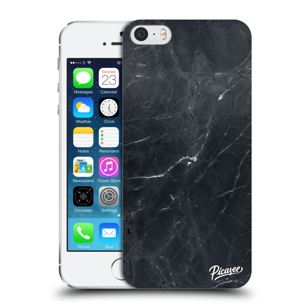 Picasee Apple iPhone 5/5S/SE Hülle - Transparentes Silikon - Black marble