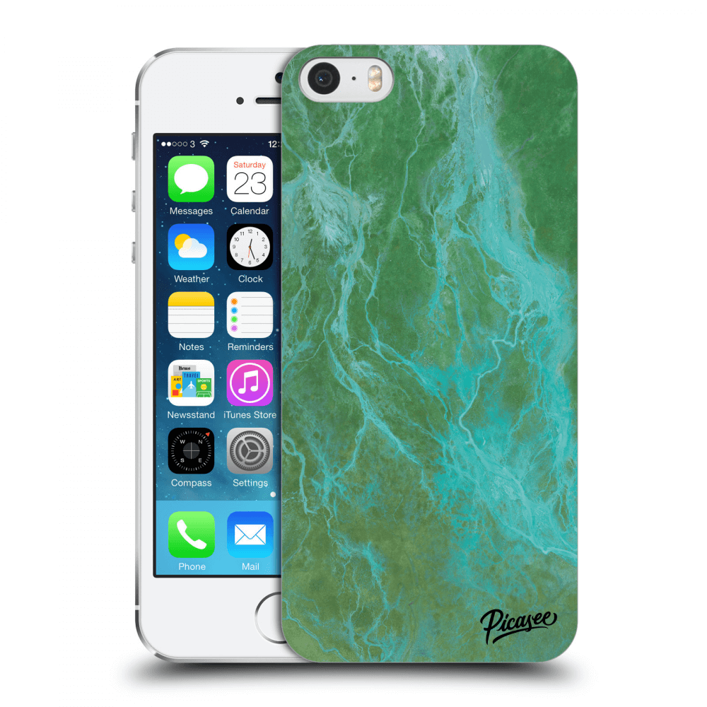 Picasee Apple iPhone 5/5S/SE Hülle - Transparentes Silikon - Green marble