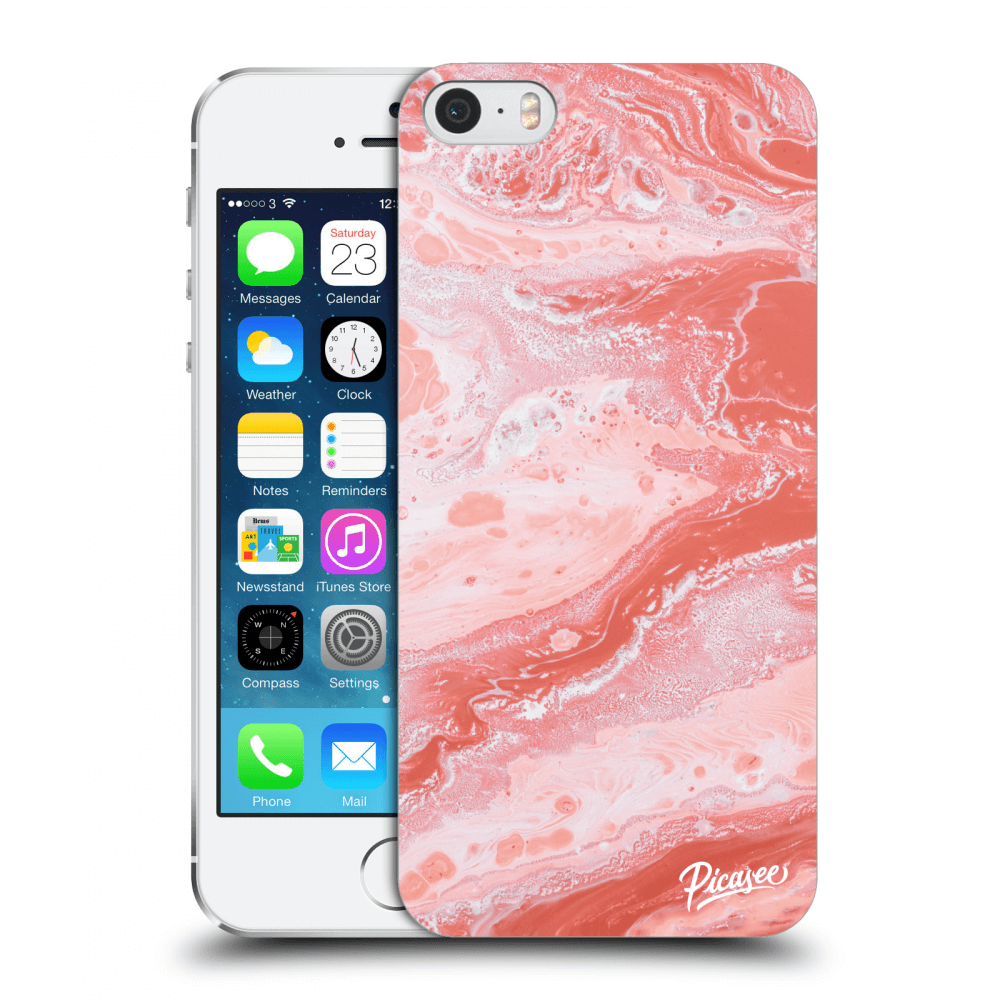 Picasee Apple iPhone 5/5S/SE Hülle - Transparentes Silikon - Red liquid