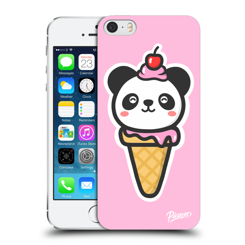 Picasee Apple iPhone 5/5S/SE Hülle - Transparenter Kunststoff - Ice Cream Panda