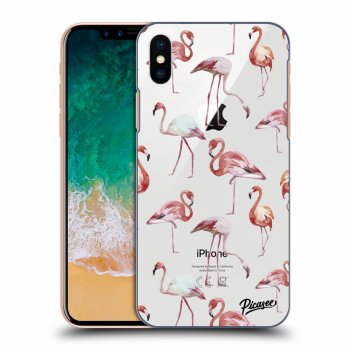 Picasee Apple iPhone X/XS Hülle - Transparentes Silikon - Flamingos