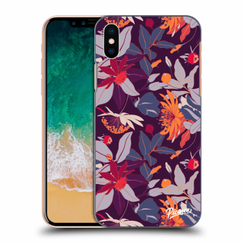 Hülle für Apple iPhone X/XS - Purple Leaf