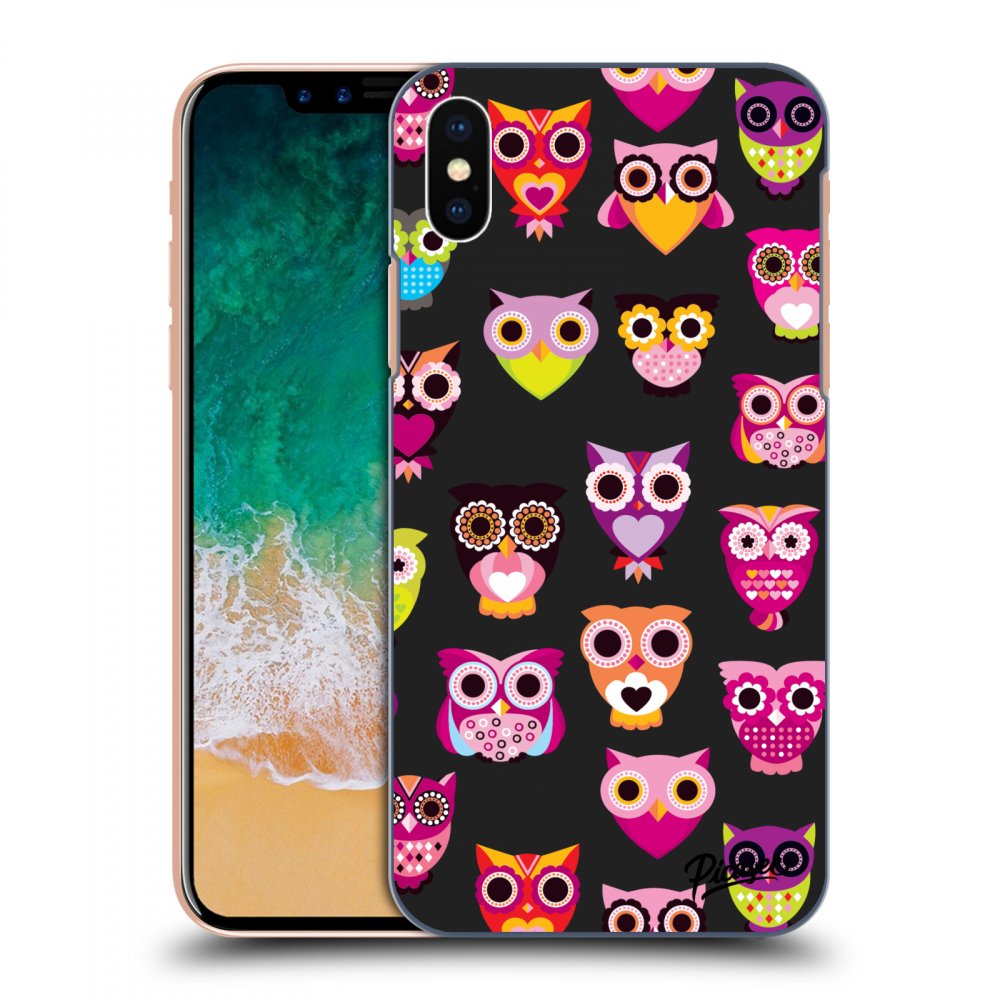 Picasee Apple iPhone X/XS Hülle - Schwarzes Silikon - Owls