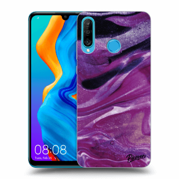 Picasee Huawei P30 Lite Hülle - Transparentes Silikon - Purple glitter