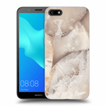 Picasee Huawei Y5 2018 Hülle - Schwarzes Silikon - Cream marble