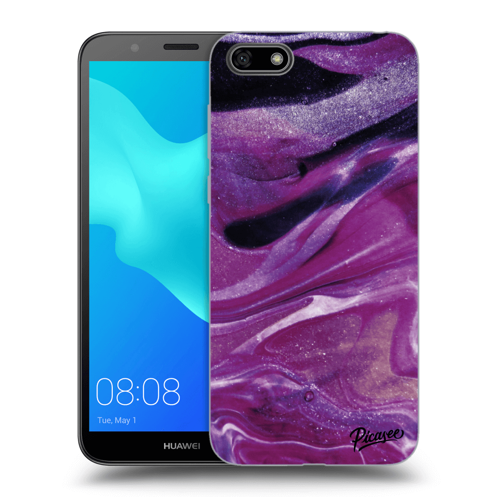 Picasee Huawei Y5 2018 Hülle - Schwarzes Silikon - Purple glitter