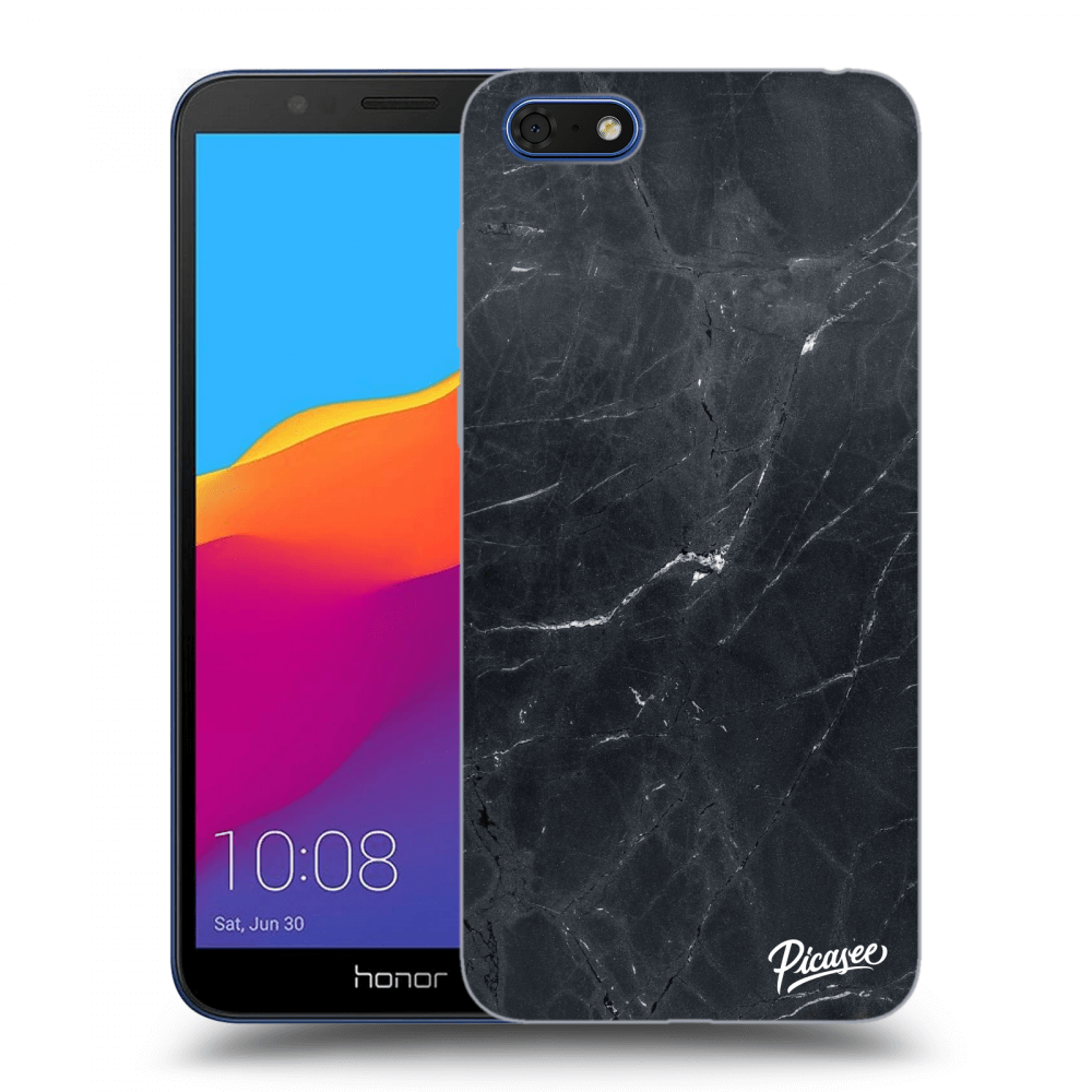 Picasee Honor 7S Hülle - Schwarzes Silikon - Black marble