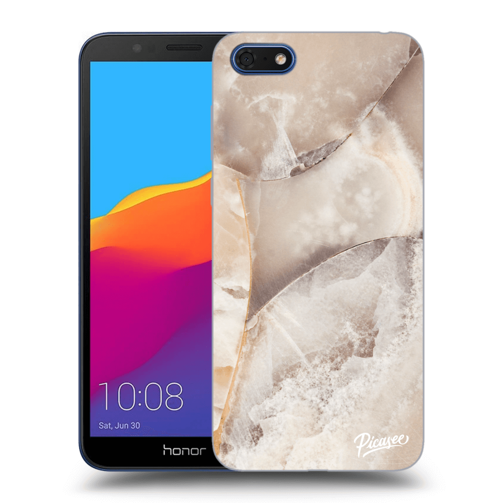 Picasee Honor 7S Hülle - Schwarzes Silikon - Cream marble