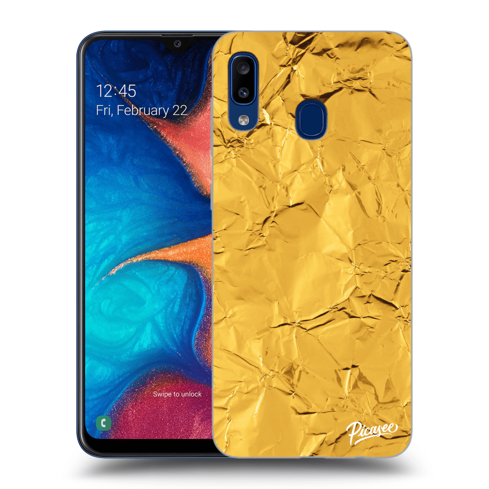 Picasee Samsung Galaxy A20e A202F Hülle - Schwarzes Silikon - Gold