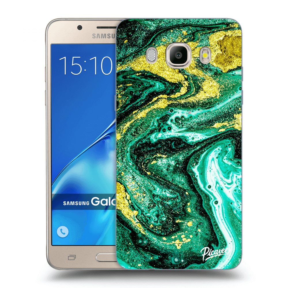 Picasee Samsung Galaxy J5 2016 J510F Hülle - Transparentes Silikon - Green Gold