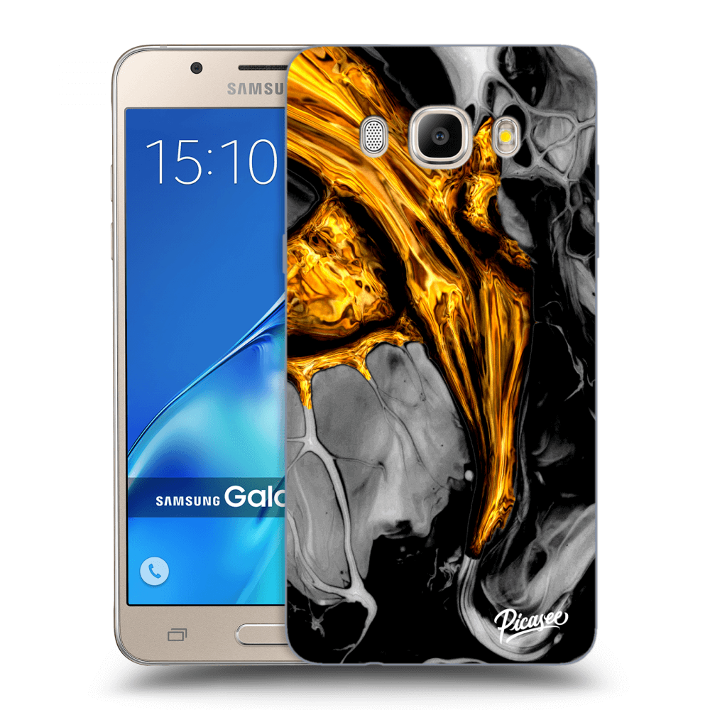 Picasee Samsung Galaxy J5 2016 J510F Hülle - Transparentes Silikon - Black Gold