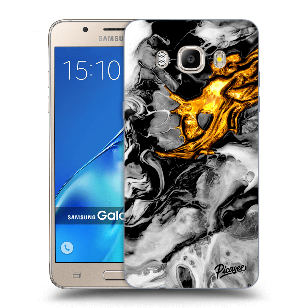 Picasee Samsung Galaxy J5 2016 J510F Hülle - Transparentes Silikon - Black Gold 2