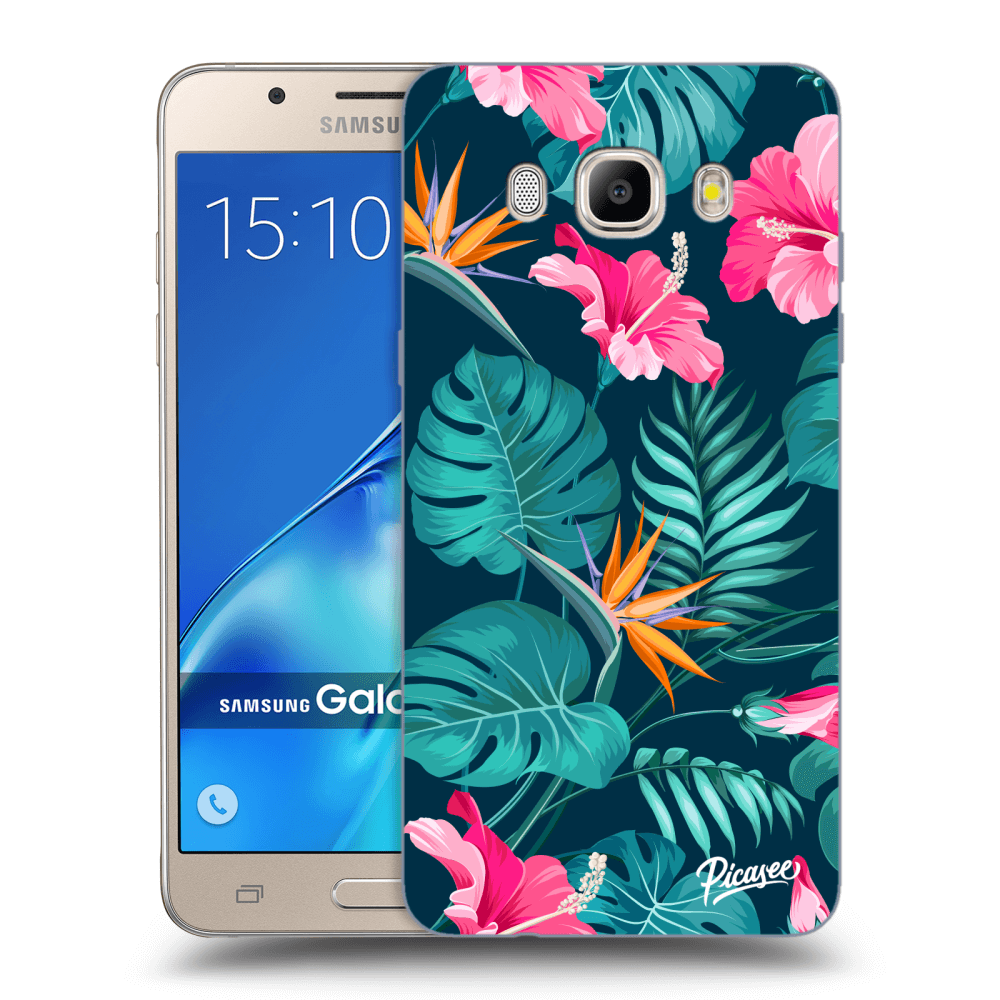 Picasee Samsung Galaxy J5 2016 J510F Hülle - Transparentes Silikon - Pink Monstera