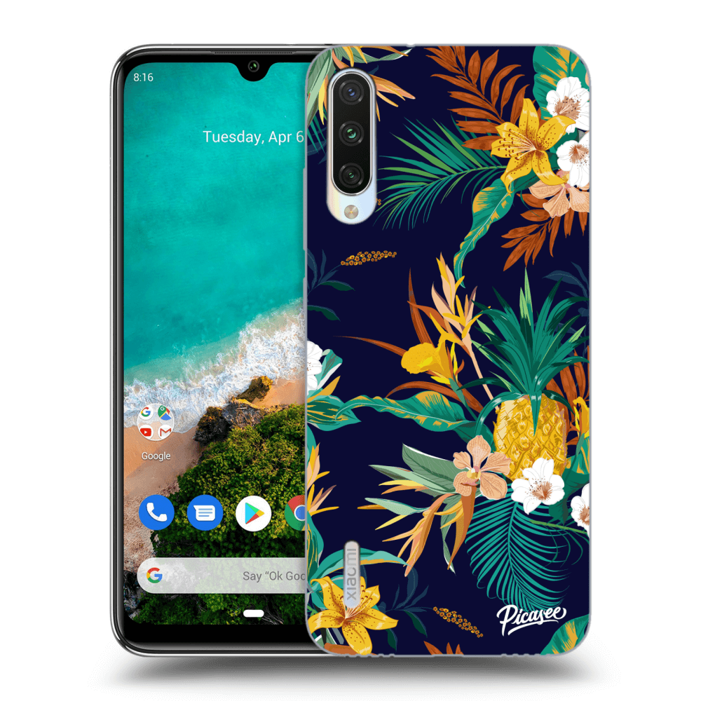 Picasee Xiaomi Mi A3 Hülle - Schwarzes Silikon - Pineapple Color