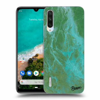 Picasee Xiaomi Mi A3 Hülle - Schwarzes Silikon - Green marble