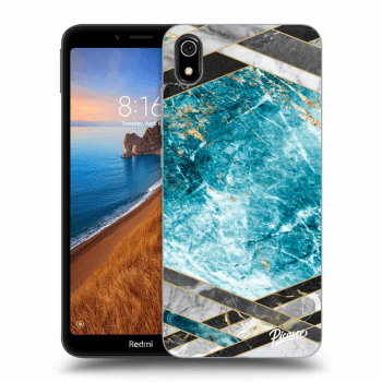 Picasee Xiaomi Redmi 7A Hülle - Transparentes Silikon - Blue geometry