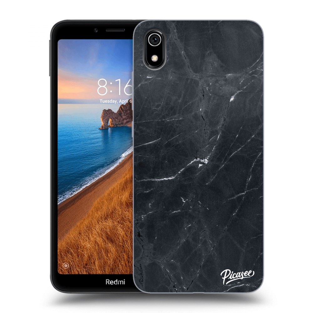 Picasee Xiaomi Redmi 7A Hülle - Transparentes Silikon - Black marble