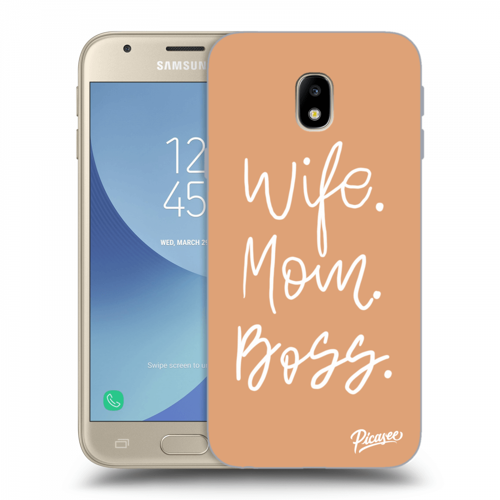 Picasee Samsung Galaxy J3 2017 J330F Hülle - Schwarzes Silikon - Boss Mama