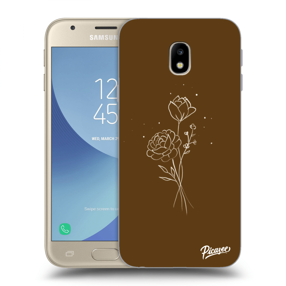 Picasee Samsung Galaxy J3 2017 J330F Hülle - Schwarzes Silikon - Brown flowers