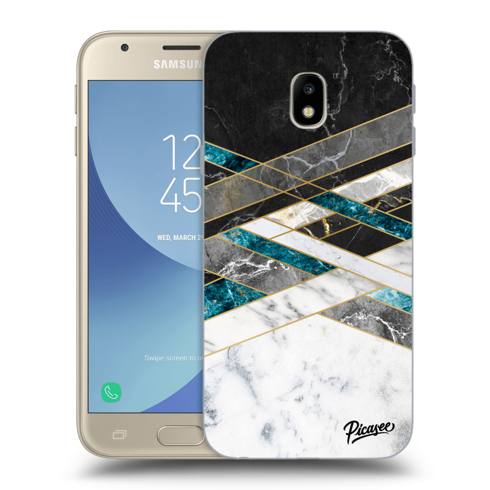 Picasee Samsung Galaxy J3 2017 J330F Hülle - Transparentes Silikon - Black & White geometry