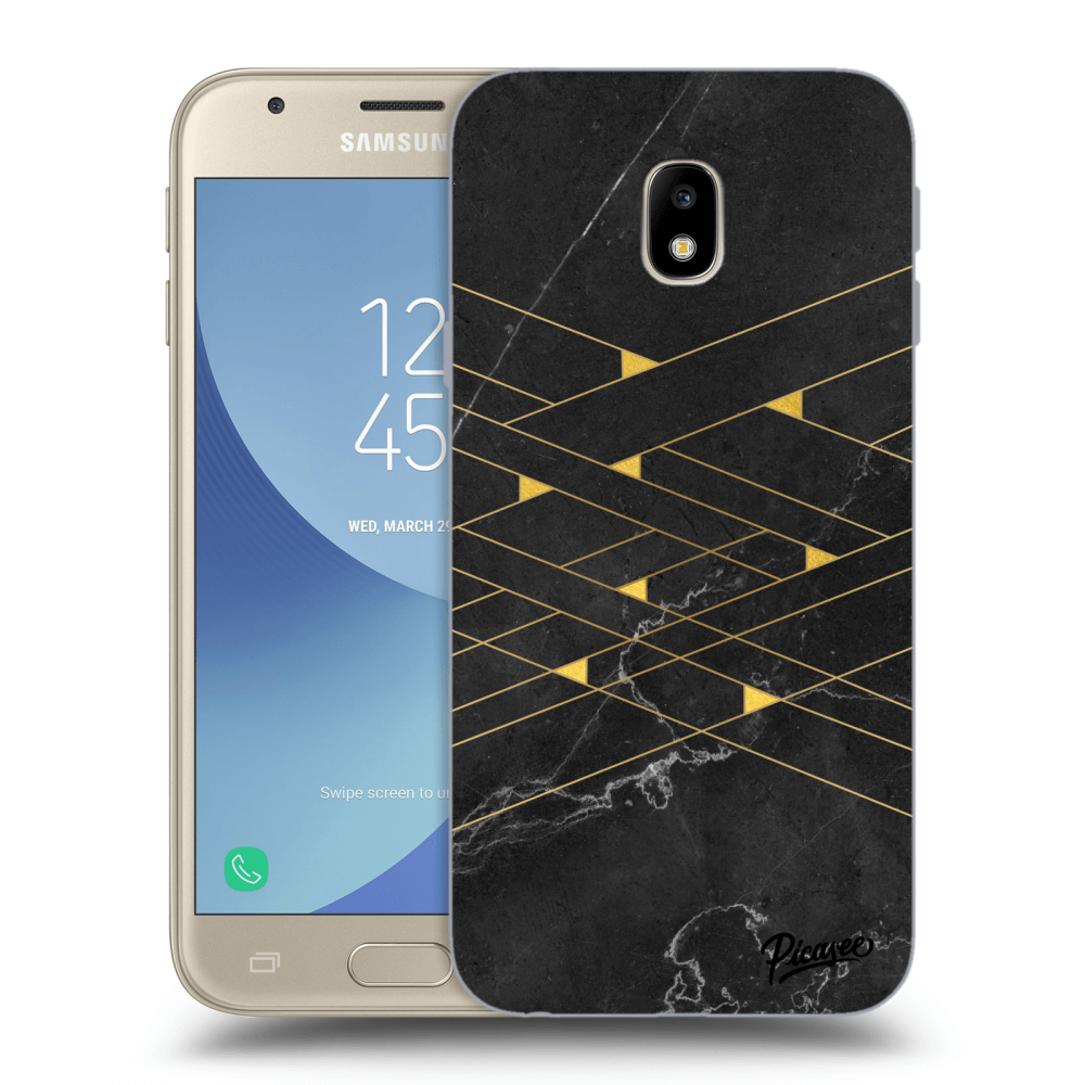 Picasee Samsung Galaxy J3 2017 J330F Hülle - Schwarzes Silikon - Gold Minimal
