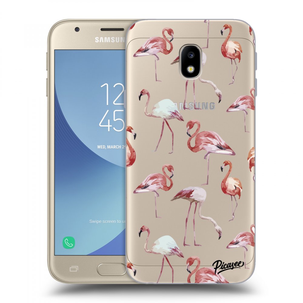 Picasee Samsung Galaxy J3 2017 J330F Hülle - Transparentes Silikon - Flamingos