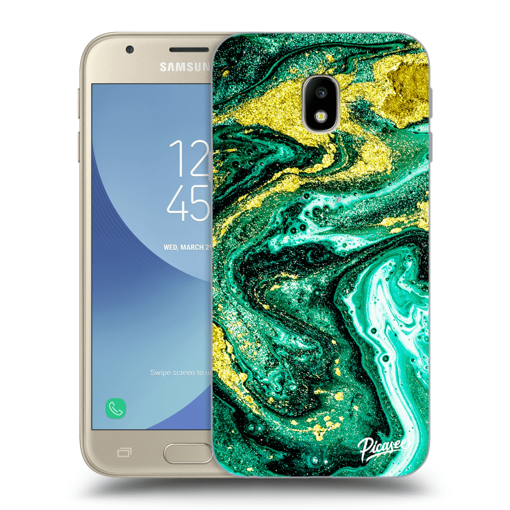 Picasee Samsung Galaxy J3 2017 J330F Hülle - Transparentes Silikon - Green Gold