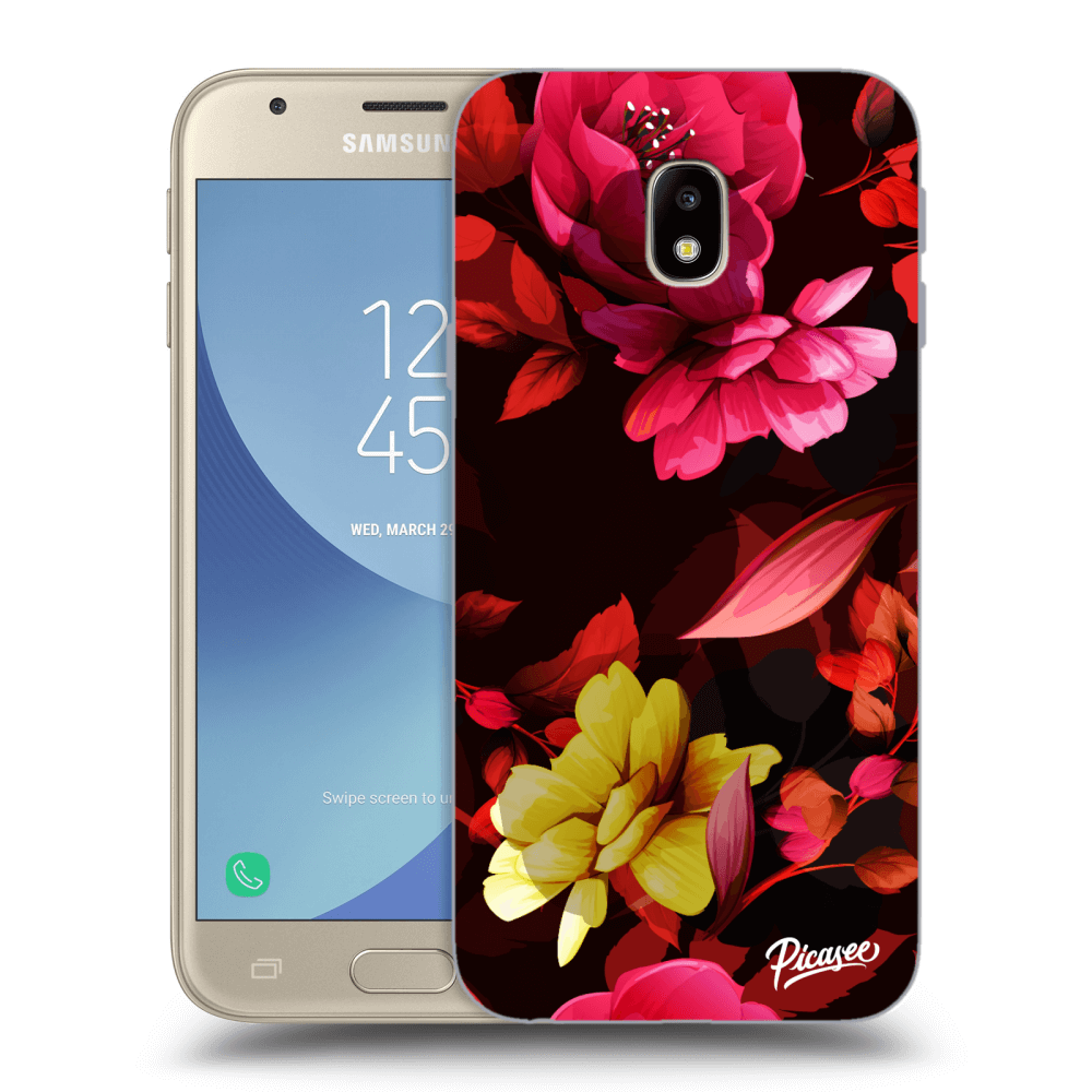 Picasee Samsung Galaxy J3 2017 J330F Hülle - Transparentes Silikon - Dark Peonny