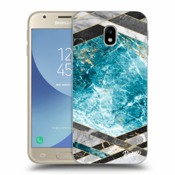 Picasee Samsung Galaxy J3 2017 J330F Hülle - Schwarzes Silikon - Blue geometry