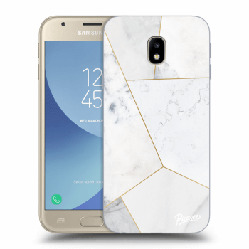 Picasee Samsung Galaxy J3 2017 J330F Hülle - Transparentes Silikon - White tile
