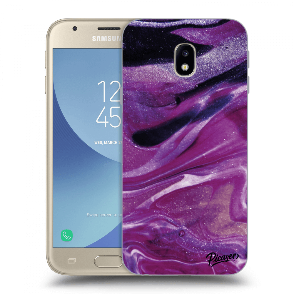 Picasee Samsung Galaxy J3 2017 J330F Hülle - Transparentes Silikon - Purple glitter