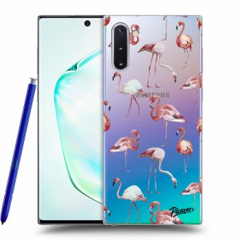 Picasee Samsung Galaxy Note 10 N970F Hülle - Transparentes Silikon - Flamingos