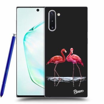 Picasee Samsung Galaxy Note 10 N970F Hülle - Schwarzes Silikon - Flamingos couple