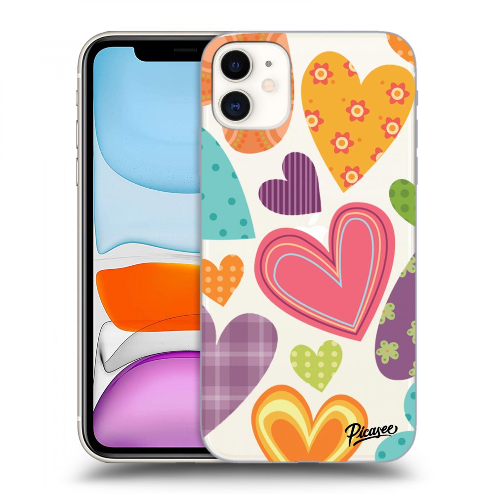 Picasee Apple iPhone 11 Hülle - Transparentes Silikon - Colored heart