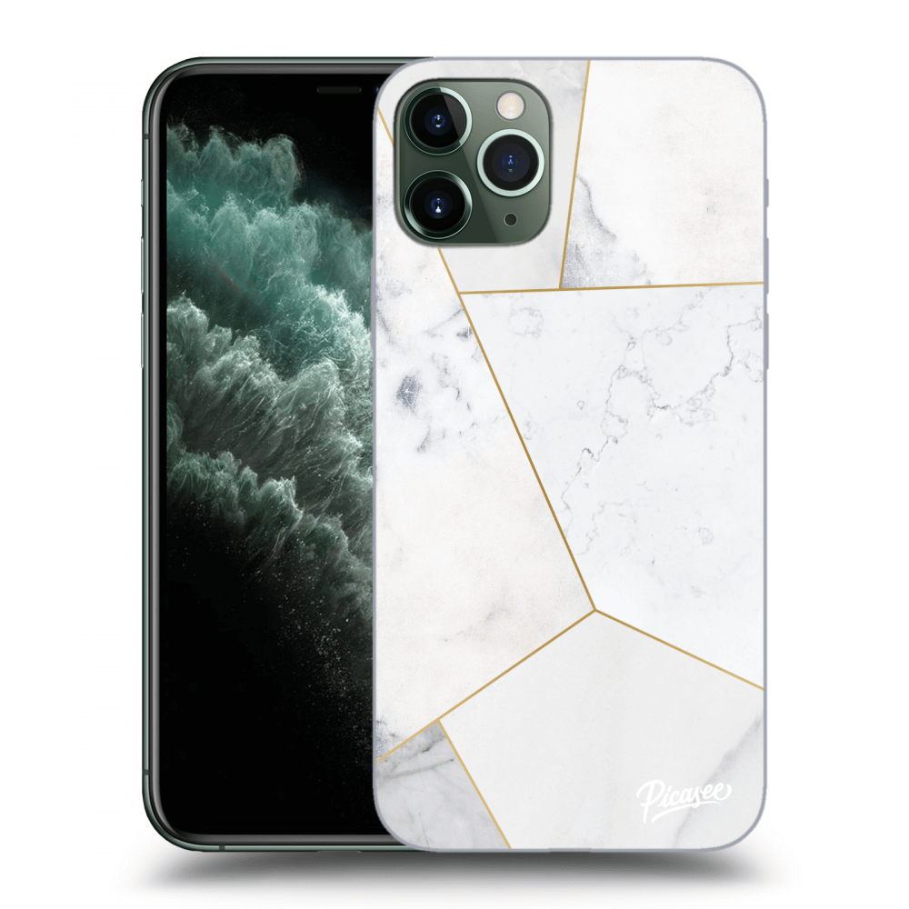 Picasee Apple iPhone 11 Pro Hülle - Transparentes Silikon - White tile