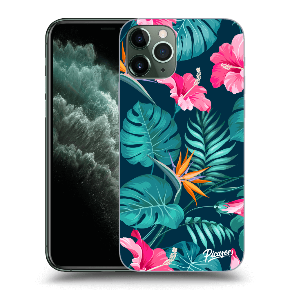 Picasee Apple iPhone 11 Pro Hülle - Transparentes Silikon - Pink Monstera