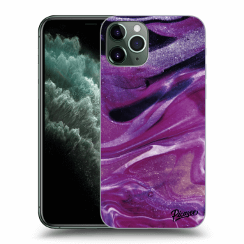 Picasee Apple iPhone 11 Pro Max Hülle - Transparentes Silikon - Purple glitter
