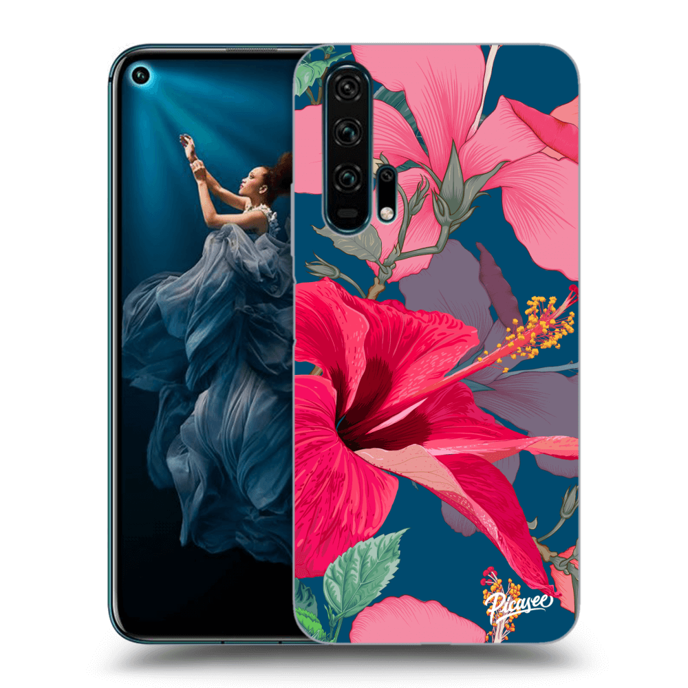 Picasee Honor 20 Pro Hülle - Schwarzes Silikon - Hibiscus
