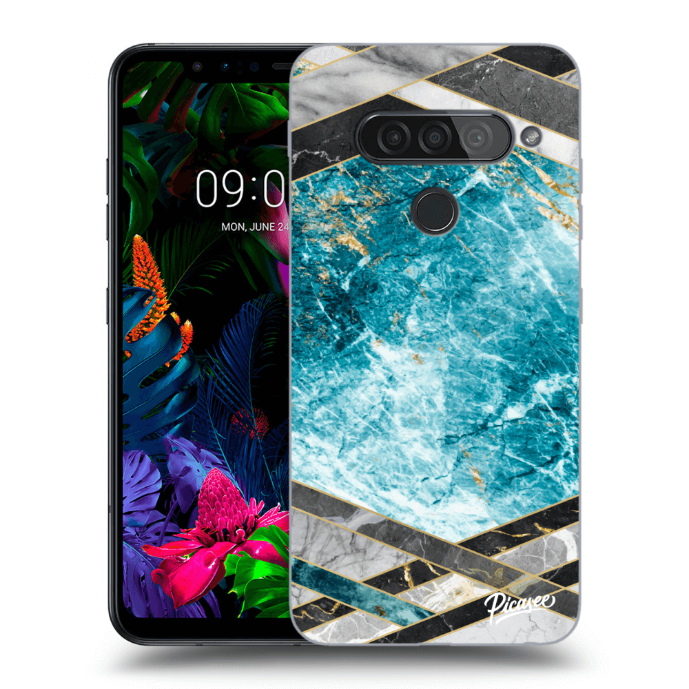 Picasee LG G8s ThinQ Hülle - Transparentes Silikon - Blue geometry