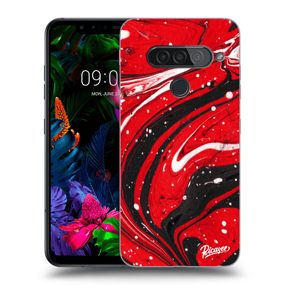 Picasee LG G8s ThinQ Hülle - Transparentes Silikon - Red black
