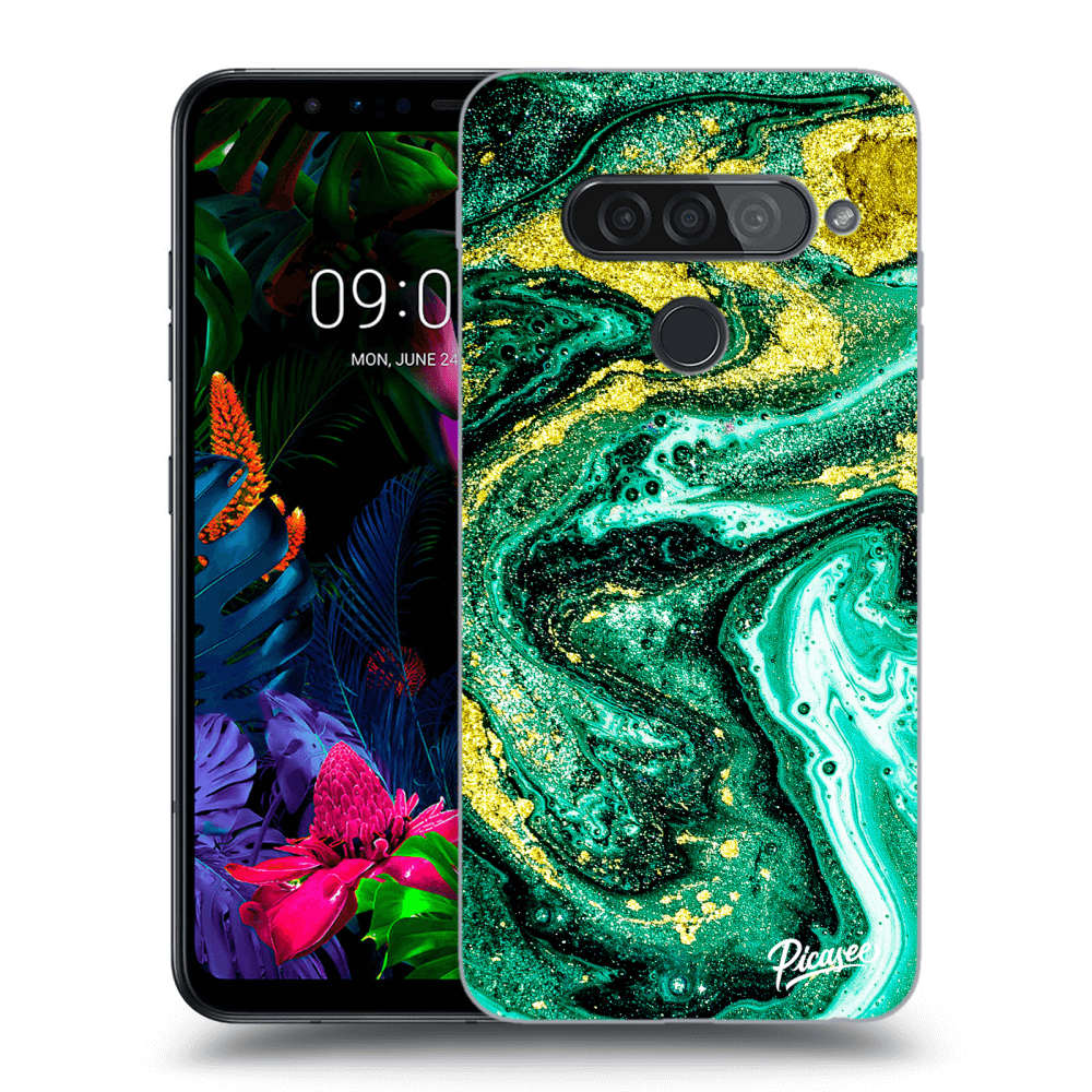 Picasee LG G8s ThinQ Hülle - Transparentes Silikon - Green Gold