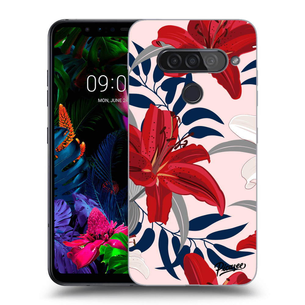 Picasee LG G8s ThinQ Hülle - Transparentes Silikon - Red Lily