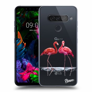 Picasee LG G8s ThinQ Hülle - Transparentes Silikon - Flamingos couple