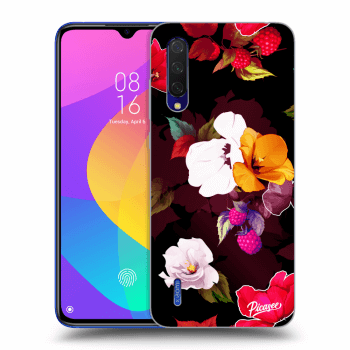 Picasee Xiaomi Mi 9 Lite Hülle - Schwarzes Silikon - Flowers and Berries
