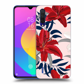 Picasee Xiaomi Mi 9 Lite Hülle - Schwarzes Silikon - Red Lily