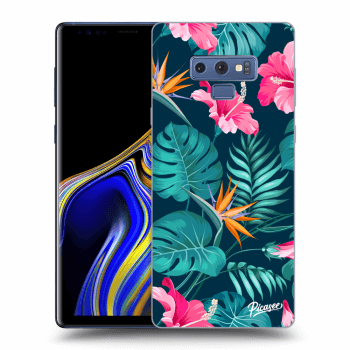 Picasee Samsung Galaxy Note 9 N960F Hülle - Schwarzes Silikon - Pink Monstera