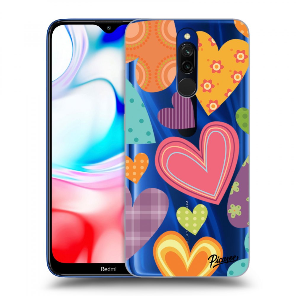 Picasee Xiaomi Redmi 8 Hülle - Transparentes Silikon - Colored heart
